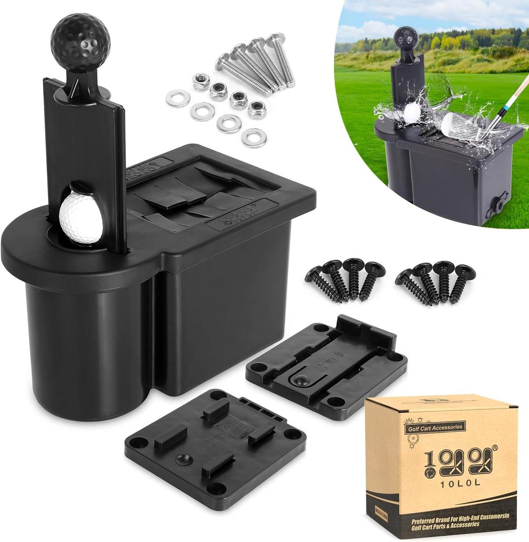 10L0L Golf Cart Ball Washer, Golf Club Head Cleaner for Yamaha, EZGO, Club Car, Star EV-Universal & Detachable (Black)