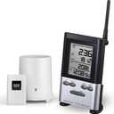 Wireless Rain Gauge Outdoor with Thermometer, Digital Rain Gauges Outdoors Best Rated with Self-Emptying & Freeze Proof, Accurate Remote Rain Measure Gauge, Automatic Outside Rain Gauge for Yard
