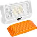Kohree LED RV Exterior Porch Utility 320 Lumen Light with Switch 12V Replacment Light for RVs, Trailers, Campers, 5th Wheels., White Base, Included Clear and Amber Lenses Removable