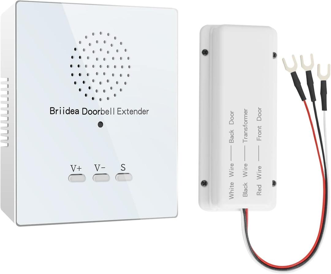 Briidea Doorbell Extender - Converts Wired Doorbell to Wireless, 21 Melodies, 500' Range, 105dB for Garage, Basement