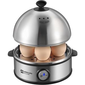 Annie & Mia Design Electric Egg Cooker, All Stainless Steel 7 Egg Capacity egg boiler, 360W, Hard, Medium, Soft Boiled Egg Poacher, egg steamer, Multifunction, Auto ShutOff Function, BPAfree
