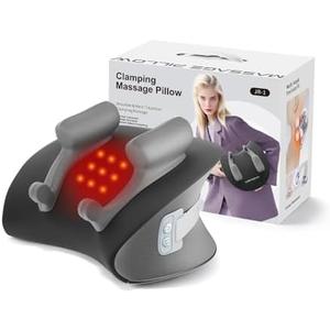 CRECAD Shiatsu Neck Massager with Heat, Electric Deep Tissue Kneading Massage Pillow with 10-Minute Timer for Full Body Muscle Pain Relief, Cordless Portable Cervical Traction Device (Black)