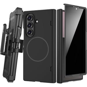 Maxdara for Z Fold 7 Case with Privacy Screen Protector, [Compatible with Magsafe] [with Belt Clip] [Hinge Protection] Magnetic Cover for Samsung Galaxy Z Fold 7 - Black (Privacy Screen)