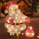 CiyvoLyeen Lighted Christmas Yard Decoration P-Ink Santa Outdoor Lawn Decoration Porch Decor 1.8FT Pre-lit Christmas Santa Decoration Xmas Light Up Holiday Warm LED Lights for Indoor Home Outside
