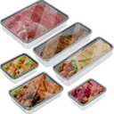 6 Pack Cheese Bacon Container for Refrigerator - Bacon Keeper for Refrigerator Airtight with Lids - 304 Stainless Steel Deli Meat Containers for Fridge - Stackable Fridge Organizer Fruit Storage