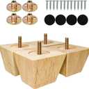 Albo Wood Furniture Legs 2 inch, Heavy Duty Sofa Legs, Pack of 4 Square Couch Legs Covered with Clear Varnish, Sofa Replacement Parts, for Dresser Legs, Sideboard, Recliner Couch, Circle Chair