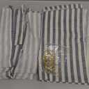 jinchan Striped Linen Kitchen Curtains with Attached Valance 36 Inch Length Cafe Tier Curtains for Living Room Rustic Half Window Light Filtering Rod Pocket Small Drapes 2 Panels Blue