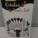 Cooking Utensils Set- 35 PCs Kitchen Utensils with Grater,Tongs, Spoon Spatula &Turner Made of Heat Resistant Food Grade Silicone and Wooden Handles Kitchen Gadgets Tools Set for Nonstick Cookware (Black)