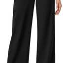 IUGA Womens Dress Pants Wide Leg Pull On Stretchy Work Pants Women High Waisted Business Casual Trousers with Pockets Medium, Black 