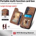 Asuwish Phone Case for Samsung Galaxy S24 Wallet Cover with Tempered Glass Screen Protector and Wrist Strap RFID Credit Card Holder Ring Stand Cell Accessories S 24 24S G5 SM-S921U Women Men Brown