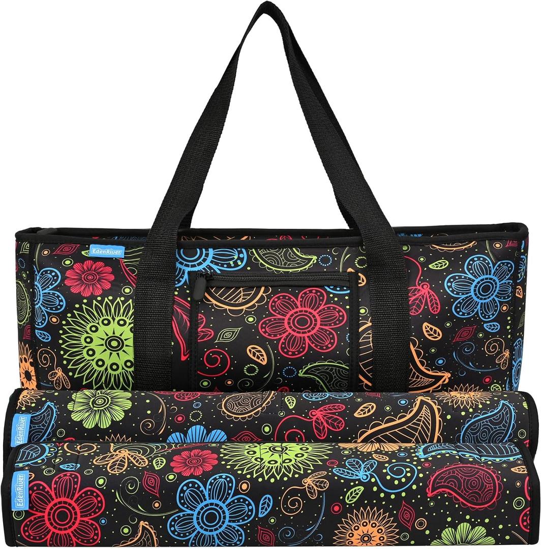 EdenRiver Mahjong Bag Stylish Tile Game Case for Tiles and Racks, Mahjong Accessories Organizer with Two Wrappers, Portable Mahjong Case Only, Ideal Mahjong Rack Bag for Women or Men (Paisley