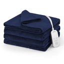 Sunbeam Electric Heated Bed Blanket Navy Soft Microplush 12 Heat Settings Twin 84 x 62, Navy