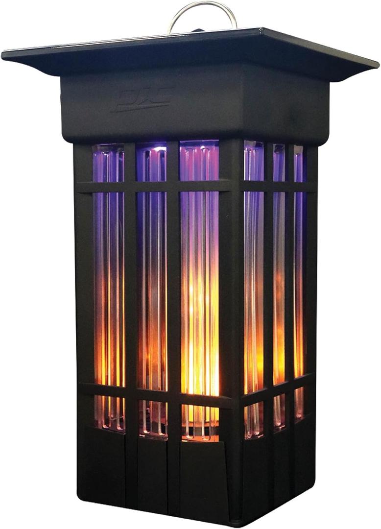 PIC Bug Zapper Lantern, Decorative Insect Trap with UV + Flame Effect, 1 Acre Coverage, Plug-in Outdoor Bug Zapper with Dusk 'Til Dawn Sensor, Weatherproof Design, for Outdoor Use