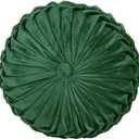 Round Throw Pillow Velvet Home Decoration Pleated Round Pillow Cushion for Couch Chair Bed Car Emerald Green