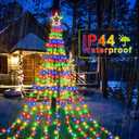 Christmas Decorations Star String Lights, 320 LEDs Outdoor Waterfall Tree Lights with 13" Topper Star, Plug in Waterproof Hanging Fairy Lights for Xmas New Year Holiday Party Yard Patio Decor