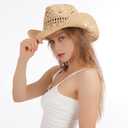 WQWOVRVO Cowboy Hat,Cowgirl Hat,Cowboy Hats for Women/Mens/Straw Wide with Shapeable Brim Cowboy Hat for Womens (Beige)