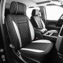 JOJOBAY for Chevy Silverado 1500 Seat Covers,Leather Car Seat Covers for GMC Sierra,Custom Fit 2007-2026 1500 2500HD 3500HD Crew Double Extended Regular Cab(Front Seat,Black with White)