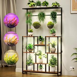 TC-HOMENY Plant Stand Indoor with Grow Lights 3 Mode, 71 Tall Plant Shelf 6 Tiered Metal Plant Holder, Large Square Flower Stand Display Rack for Living Room, Patio, Balcony