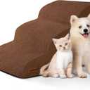 Aodisman 3-Step Dog Ramp and Stairs for Sofa and Chair - Non-Slip Sturdy Pet Steps for Small Dogs and Cats,15.7" H, Brown
