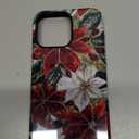 Case for iPhone 16 Pro Max, PC Hard Shell & Silicone Inner Bumper, Anti-Scratch Full-Body Cover Shockproof Slim Design -Christmas Florals Faux Mosaic