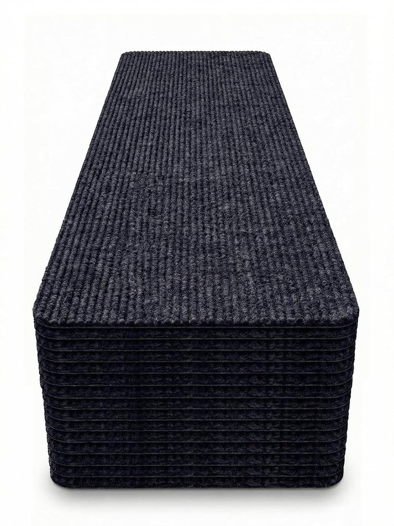 8x30 Dark Grey Carpet Stair Treads Pack of 15 with Stickers for Easy Peeling - Self-Adhesive Peel and Stick Carpet for Stairs - Works with Most Subfloor Types - Dark Gray Stair Treads
