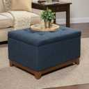 Homepop Home Decor | Upholstered Chunky Tufted Square Storage Ottoman| Hinged Lid Ottoman with Storage for Living Room & Bedroom, Blue, 24"D x 29.5"W x 18"H