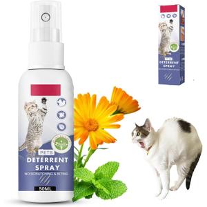 Cat Deterrent Spray, Spray 100% Natural Cat Spray Deterrent, Effectively Guides Training, Prevent Cat Scratching and Urine Marking Training Aid, Cat Deterrent for Indoor & Outdoor (Blue)