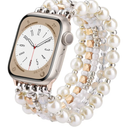 VISOOM Beaded Bracelet Compatible for Apple Watch Band 40mm/38mm/41mm Series 9 8 7 SE Series 6/5/4 Women Fashion Cute Handmade Pearl Stretchy Watch Strap for iWatch Bands Series 3/2/1 Replacement