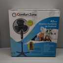 Comfort Zone 16-Inch Oscillating Pedestal Fan  3-Speed High-Velocity Cooling, Adjustable Height & Tilt, Quad-Pod Folding Base, Black  ETL Listed