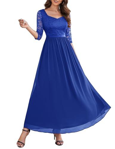 Wedtrend Women's Formal Dress Floor Length Prom Dress Elegant Evening Dress Long Sleeve Mother of The Groom Dress Dating Dress WT0312 Royal Blue M
