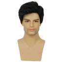 Kaneles Mens Black Wig Short Synthetic Halloween Daily Costume Soft Natural Hair Wigs