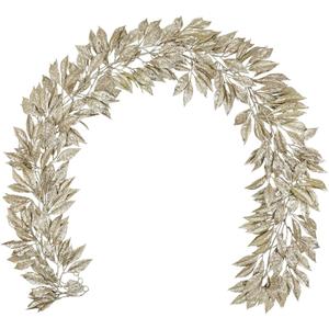 Hollyone 3 Pcs 7.5FT Christmas Garland Champagne Gold Glittered Artificial Magnolia Leaves for Mantle Christmas Tree Decorations Indoor Outdoor Hanging Garland Ornaments Door Wall Window Home Decor