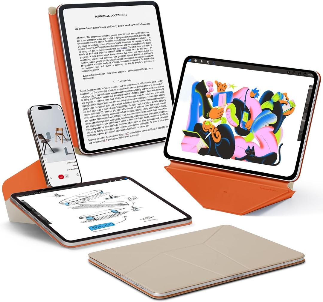 MOFT Dynamic Folio Case for iPad Pro 11-inch (M5 2025 / M4 2024), Slim Magnetic Stand Case with 20+ Viewing Angles, Auto Wake/Sleep, Ultra Thin, Beach White x Terracotta