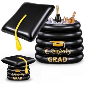 Yungyan Graduation Inflatable Cooler 2026 Inflatable Graduation Cap Ice Serving Buffet Bar PVC Drink Cooler 28 x 28 x 14 Inch Blow up Ice Bucket for Beverage Picnic Pool Grad Outdoor Party