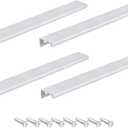 uxcell Finger Edge Pull Handle 400mm/15.7 Inch Aluminum Alloy Modern Style Concealed Tab Drawer Pulls Silver Tone 4 Pcs