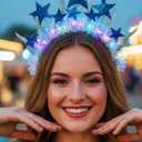 2 x Yokawe Twinkling LED Light Up Stars Tinsel Headband,Silver Glitter Christmas Party Crown, New Year Costume Hair Accessory for Women