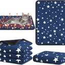 Namalu 4 Pack Self Warming Cat Bed Self Heating Cat Mat Star Pattern Soft Dog Crate Pad Thermal Pet Mat Anti Slip Kennel Dog Washable Warming Bed for Outdoor Indoor(18 x 24 Inch,Blue)