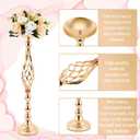 12 Pcs Metal Wedding Flower Stand Bulk Table Centerpieces, Tall Golden Flower Arrangement Vase Candle Holder Stand for Wedding Reception, Birthday, Party, Hotel Decor, Twist Style, 3 Sizes