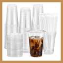 Pokanic Plastic Clear Cups oz with Lids and Straws 100Set Disposable Cold Beverage Drinking Iced Coffee Water Juice Tea Party Travel Cafe Restaurant School Office Home Kitchen ,