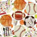 Sports Birthday Party Decorations - Sports Theme Plates, Napkins, Cups, Banners, Tablecloth Tableware Kit Basketball Football Baseball Soccer Serves 20 Guests for Birthday Party