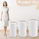 Metal Pleated Cylinder Pedestal Stands for Party, 3 Pieces Heavy Duty Round Cake Pedestal Stand Display Plinth Pillars Art Decor for Wedding Ceremony Birthday PartySmall, White