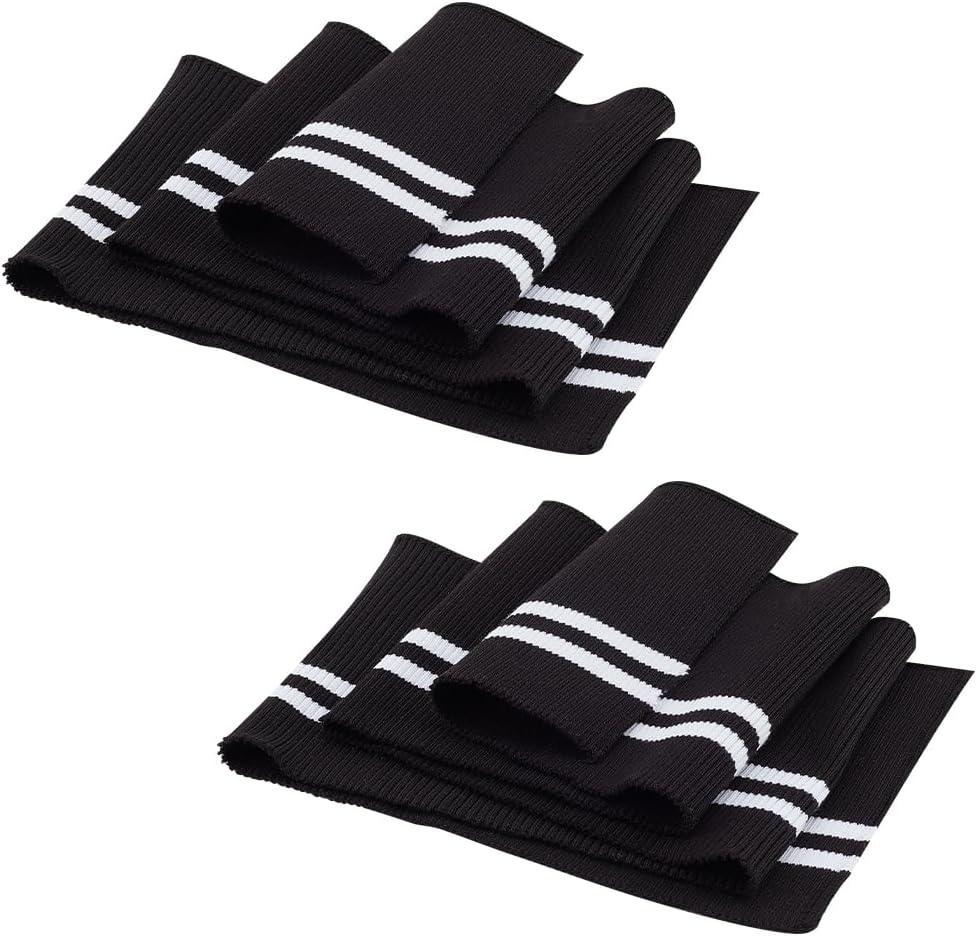 BENECREAT 2Pcs Elastic Fiber Ribbing Fabric, Black Stripes Pattern Knitted Waistband Knit Ribs Welts, Cuffs, Neck Bands for Trimming and Edging Garments, 5.5x37.5inch, 2mm Thick