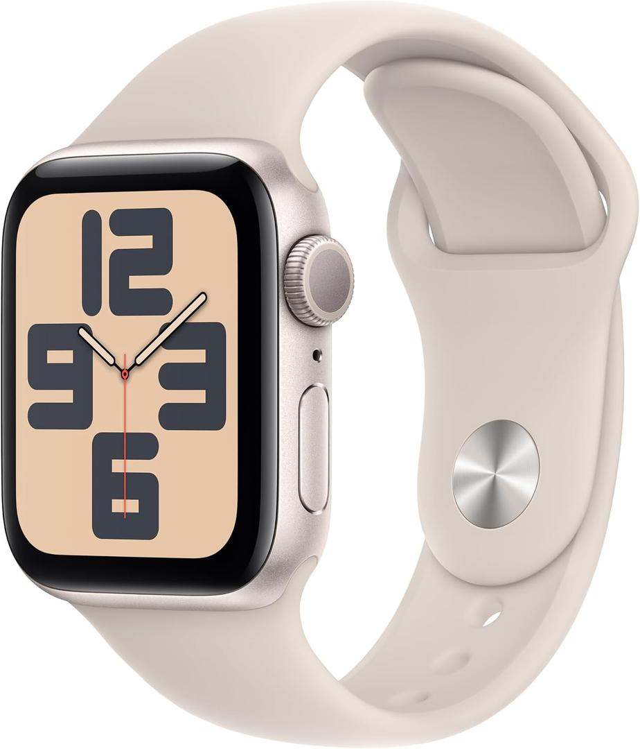Apple Watch SE (2nd Gen) (GPS, 40mm) Starlight Aluminum Case with Starlight Sport Band, S/M 