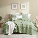 B2EVER Boho Sage Green Quilt California Cal King Size Bedding Sets with Pillow Sham, Oversized Lightweight Soft Bedspread Coverlet, Floral Vintage Bed Cover All Season, 3 Pieces, 118x106 inches