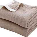 SE SOFTEXLY 4-Layer Cotton Throw Blanket, Light & Breathable, All Season, Muslin Blanket for Adults (50"x60", Coffee)