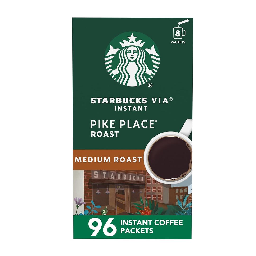 Starbucks VIA Instant Coffee Packets, Single Serve, Medium Roast Coffee, Pike Place Roast, 96 Packets  (EXP 10/04/26)