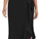 WOOSEA Women's High Neck Split Bodycon Mermaid Evening Cocktail Long Dress (L)