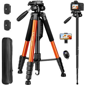 Tripod for Camera, 72" Tall Camera Tripod & Monopod with Remote, Professional Heavy Duty Compact Camera Stand for Phone, DSLR, Spotting Scope, Telescope, Binocular