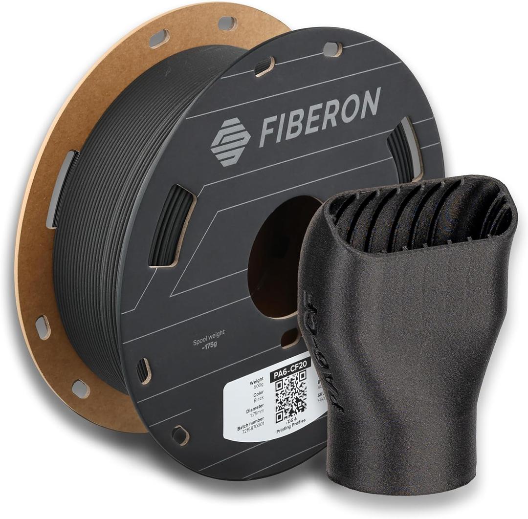 Polymaker Fiberon PA6-CF Carbon Fiber Nylon Filament 1.75mm Black 0.5kg, Fiberon PA6-CF Nylon Warp Free 1.75mm 3D Printing Filament