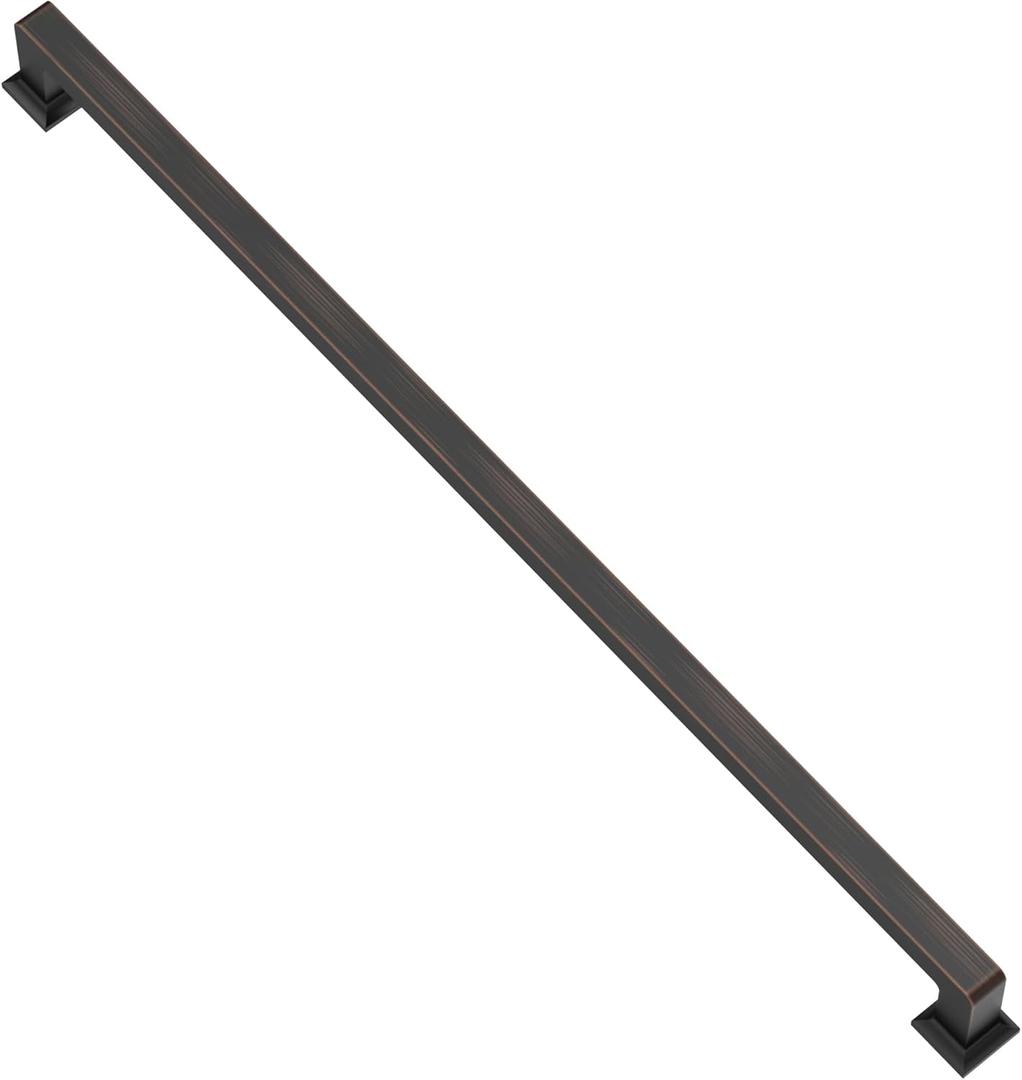 Alzassbg 6 Pack Oil Rubbed Bronze Cabinet Pulls, 15 Inch(381mm) Hole Centers Cabinet Handles Square Kitchen Hardware for Cabinets AL3046ORB